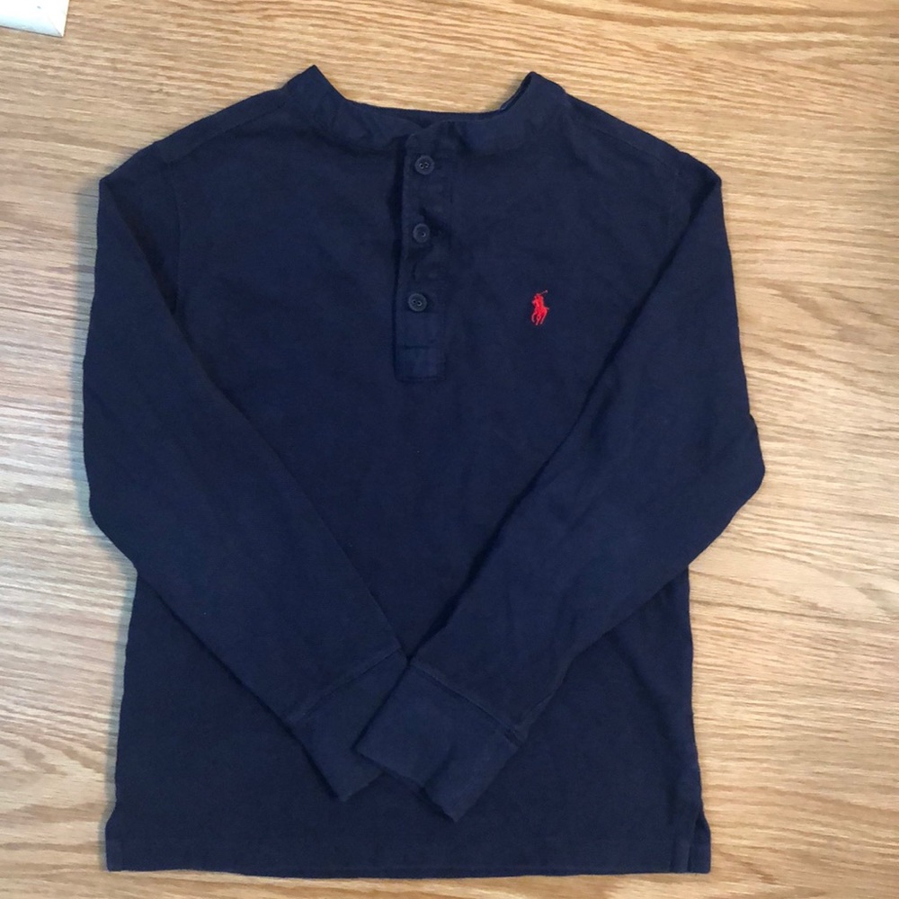 Boys Blue Polo Long Sleeve Shirt Size Small